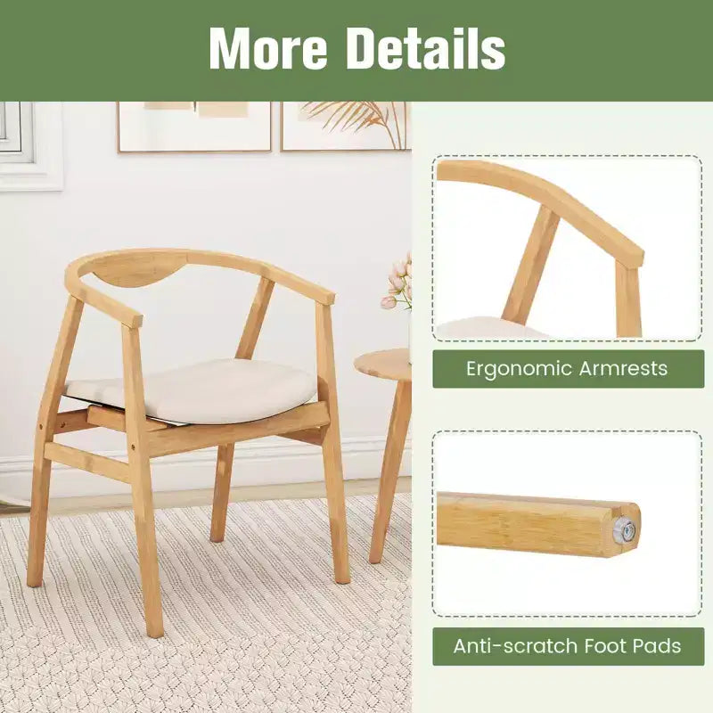 Costway Sedia Accent in Bambù Poltrona Moderna in Bambù Poltrona da Salotto Imbottita per Soggiorno