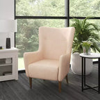 Poltrona accentata tradizionale Wingback Merrick Lane, rivestimento in ecopelle e struttura e gambe in legno