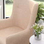 Poltrona accentata tradizionale Wingback Merrick Lane, rivestimento in ecopelle e struttura e gambe in legno