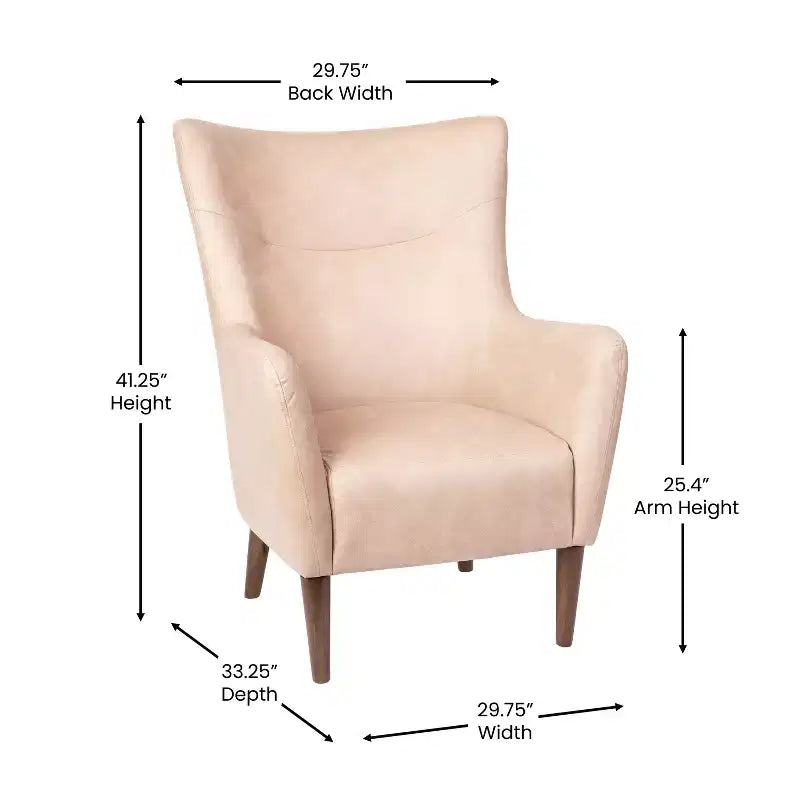 Poltrona accentata tradizionale Wingback Merrick Lane, rivestimento in ecopelle e struttura e gambe in legno