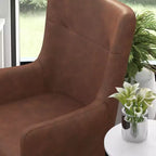 Poltrona accentata tradizionale Wingback Merrick Lane, rivestimento in ecopelle e struttura e gambe in legno