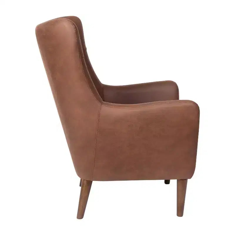 Poltrona accentata tradizionale Wingback Merrick Lane, rivestimento in ecopelle e struttura e gambe in legno