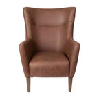 Poltrona accentata tradizionale Wingback Merrick Lane, rivestimento in ecopelle e struttura e gambe in legno