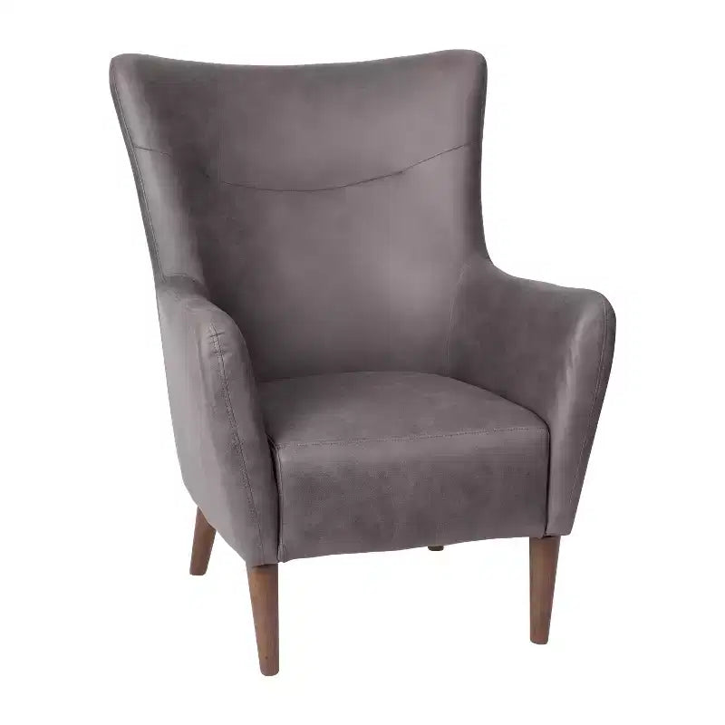 Poltrona accentata tradizionale Wingback Merrick Lane, rivestimento in ecopelle e struttura e gambe in legno