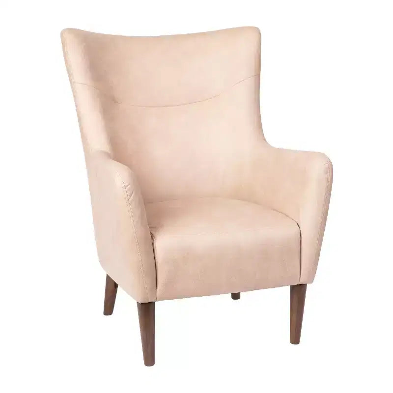 Poltrona accentata tradizionale Wingback Merrick Lane, rivestimento in ecopelle e struttura e gambe in legno