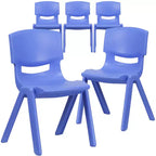 Sedia scolastica impilabile in plastica Emma and Oliver, confezione da 5, altezza seduta 39,4 cm