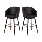 Emma and Oliver Upholstered Bar Height Dining Stool with Wood Frame - Set of 2