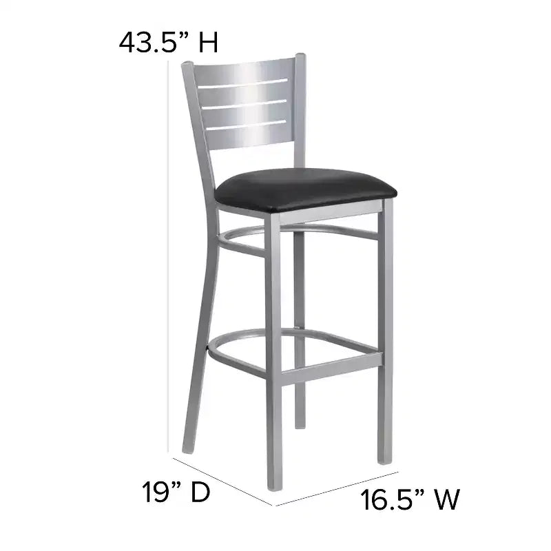 Sgabello da Bar in Metallo con Schienale a Sbarre, Confezione da 2, Emma e Oliver