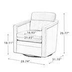 Eulalia 28.74 Poltrona Girevole Larga Imbottita in Legno e Vera Pelle con Base Girevole in Metallo e Braccioli Quadrati | ART OF LIVING DESIGNS-NERO