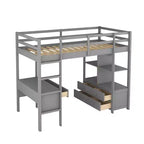 Letto a soppalco con scrivania integrata, mensole e cassetti RE- ModernLuxe