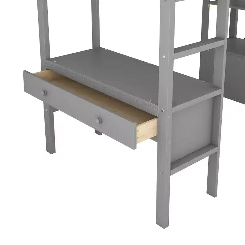 Letto a soppalco con scrivania integrata, mensole e cassetti RE- ModernLuxe