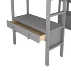 Letto a soppalco con scrivania integrata, mensole e cassetti RE- ModernLuxe