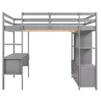 Letto a soppalco con scrivania integrata, mensole e cassetti RE- ModernLuxe
