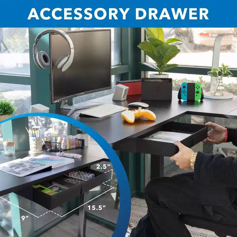 Mount-It! Grande scrivania angolare elettrica regolabile in altezza, scrivania automatica sit-stand con regolazione fluida ed ergonomica dell'altezza da 71,9 a 118,1 cm