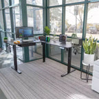 Mount-It! Grande scrivania angolare elettrica regolabile in altezza, scrivania automatica sit-stand con regolazione fluida ed ergonomica dell'altezza da 71,9 a 118,1 cm