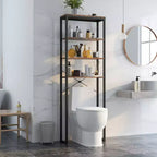 Costway Scaffale per WC a 4 Ripiani, Mobiletto Bagno Salvaspazio, Marrone Rustico