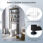 Costway Scaffale per WC a 4 Ripiani, Mobiletto Bagno Salvaspazio, Marrone Rustico