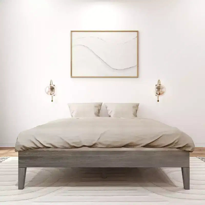 Struttura letto a piattaforma matrimoniale in legno massello Plank+Beam