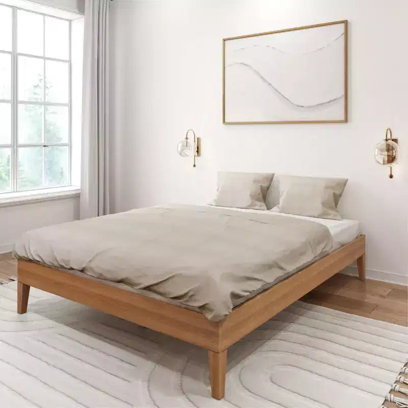 Struttura letto a piattaforma matrimoniale in legno massello Plank+Beam