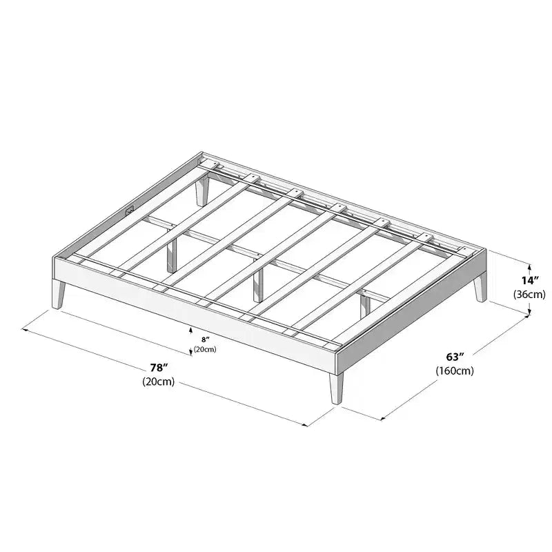 Struttura letto a piattaforma matrimoniale in legno massello Plank+Beam