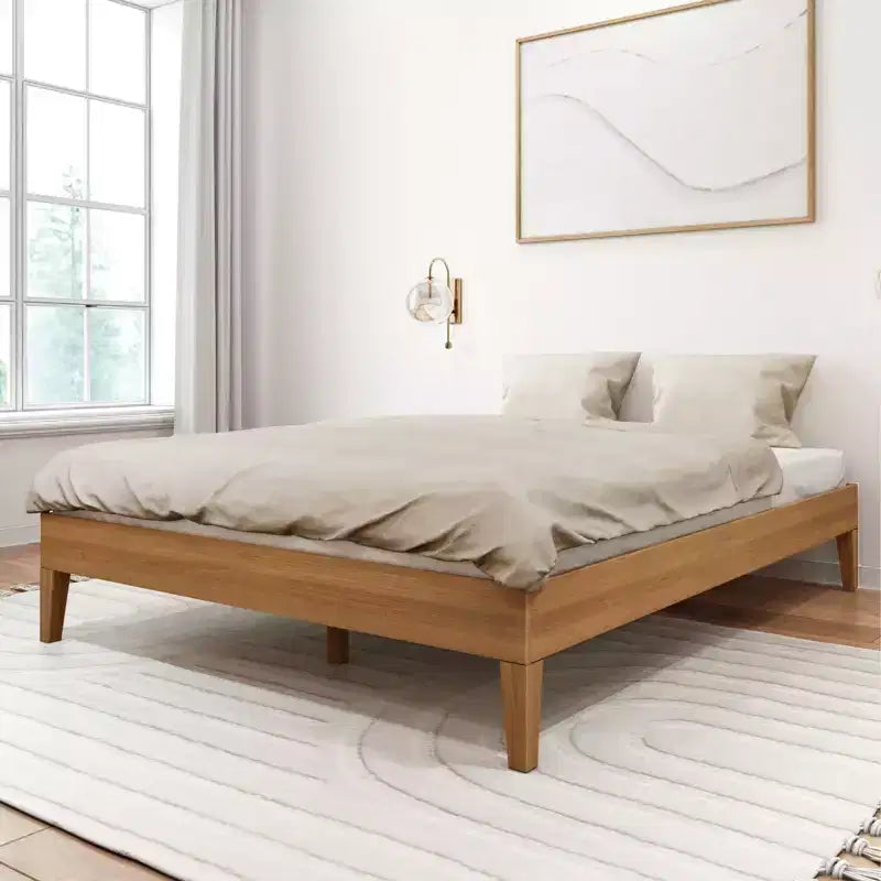 Struttura letto a piattaforma matrimoniale in legno massello Plank+Beam