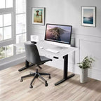 Mount-It! Scrivania Elettrica Regolabile in Altezza, Struttura Nera con Piano Bianco, Espandibile da 100 a 160 cm di Larghezza