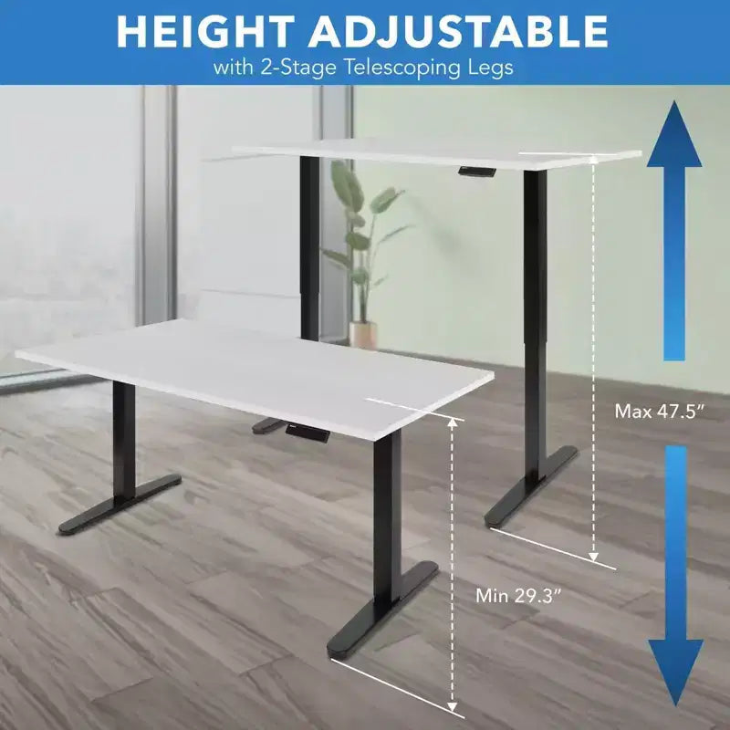 Mount-It! Scrivania Elettrica Regolabile in Altezza, Struttura Nera con Piano Bianco, Espandibile da 100 a 160 cm di Larghezza