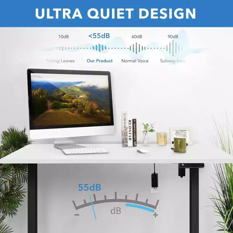 Mount-It! Scrivania Elettrica Regolabile in Altezza, Struttura Nera con Piano Bianco, Espandibile da 100 a 160 cm di Larghezza