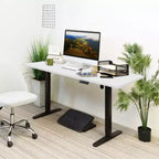 Mount-It! Scrivania Elettrica Regolabile in Altezza, Struttura Nera con Piano Bianco, Espandibile da 100 a 160 cm di Larghezza