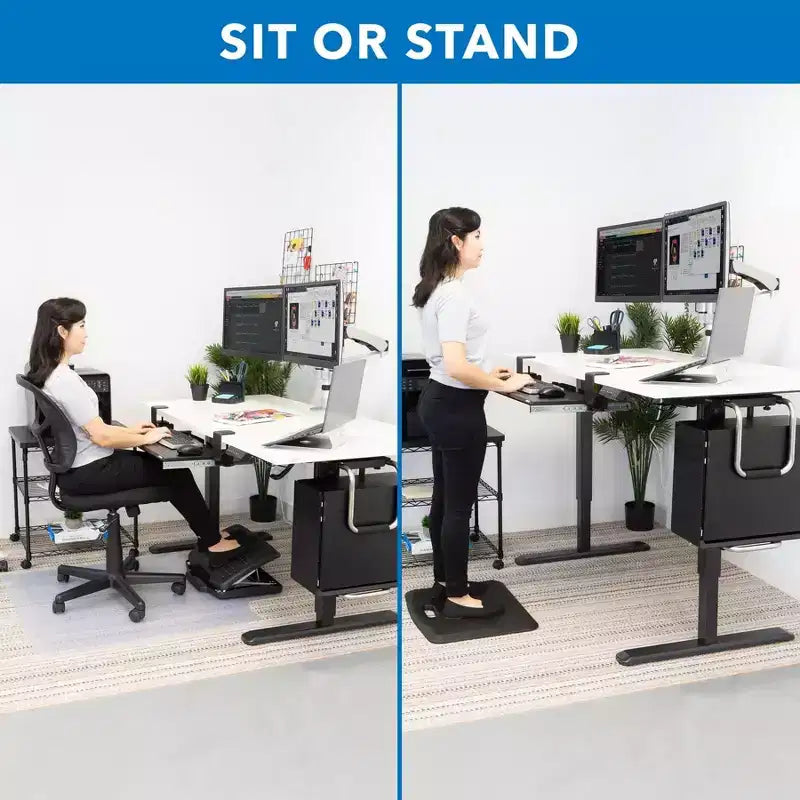 Mount-It! Scrivania Elettrica Regolabile in Altezza, Struttura Nera con Piano Bianco, Espandibile da 100 a 160 cm di Larghezza