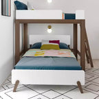 Letto a Castello a L Max & Lily Mid-Century Modern, Singolo su Una Piazza e Mezza, Legno Massello