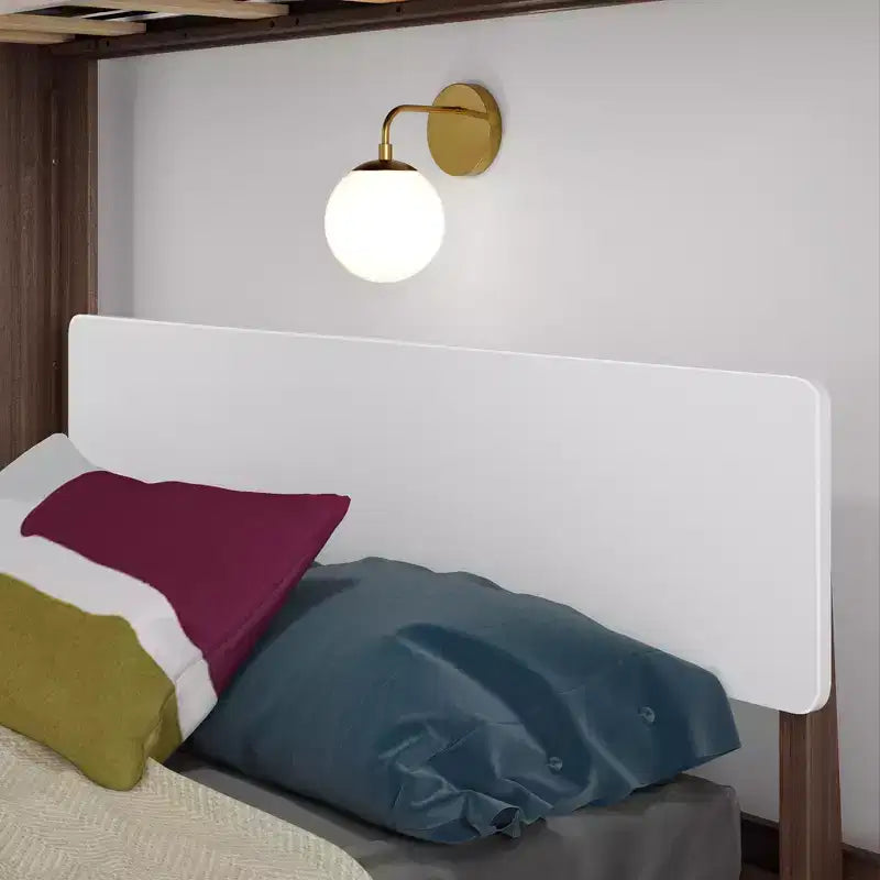 Letto a Castello a L Max & Lily Mid-Century Modern, Singolo su Una Piazza e Mezza, Legno Massello
