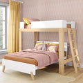 Letto a Castello a L Max & Lily Mid-Century Modern, Singolo su Una Piazza e Mezza, Legno Massello