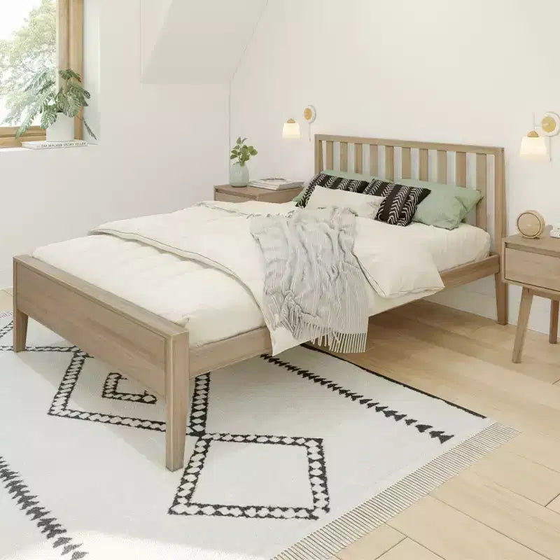 Max & Lily Struttura letto scandinava a una piazza e mezza, piattaforma letto in legno massello con testiera per bambini