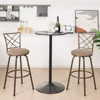 Costway Set di 2 Sgabelli da Bar Regolabili Girevoli 61/76 cm Sedie da Pranzo in Metallo Marroni
