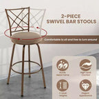 Costway Set di 2 Sgabelli da Bar Regolabili Girevoli 61/76 cm Sedie da Pranzo in Metallo Marroni