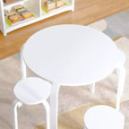 Set tavolo e sedie per bambini Nordic di Guidecraft: Tavolo rotondo in legno per attività per bambini con 4 sgabelli, ideale per camerette e aule scolastiche