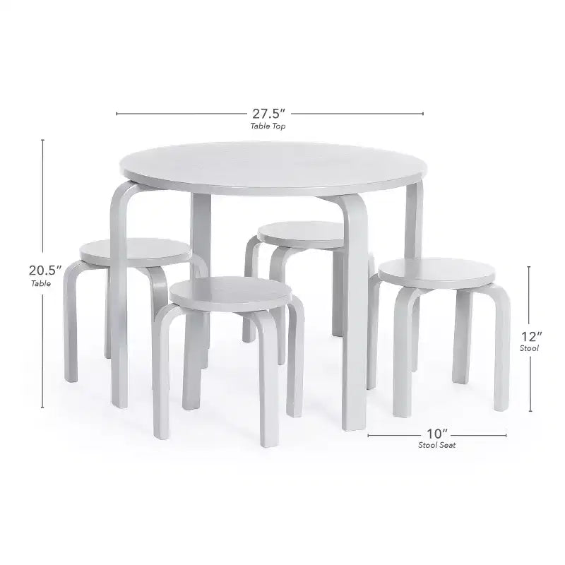 Set tavolo e sedie per bambini Nordic di Guidecraft: Tavolo rotondo in legno per attività per bambini con 4 sgabelli, ideale per camerette e aule scolastiche