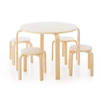 Set tavolo e sedie per bambini Nordic di Guidecraft: Tavolo rotondo in legno per attività per bambini con 4 sgabelli, ideale per camerette e aule scolastiche