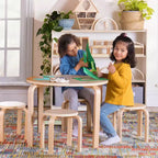Set tavolo e sedie per bambini Nordic di Guidecraft: Tavolo rotondo in legno per attività per bambini con 4 sgabelli, ideale per camerette e aule scolastiche