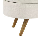 Panca Contenitore Ovale con Gambe in Legno di Hevea, Pouf Moderno Trapuntato - ModernLuxe