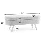 Panca Contenitore Ovale con Gambe in Legno di Hevea, Pouf Moderno Trapuntato - ModernLuxe