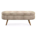 Panca Contenitore Ovale con Gambe in Legno di Hevea, Pouf Moderno Trapuntato - ModernLuxe