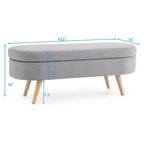 Panca Contenitore Ovale con Gambe in Legno di Hevea, Pouf Moderno Trapuntato - ModernLuxe