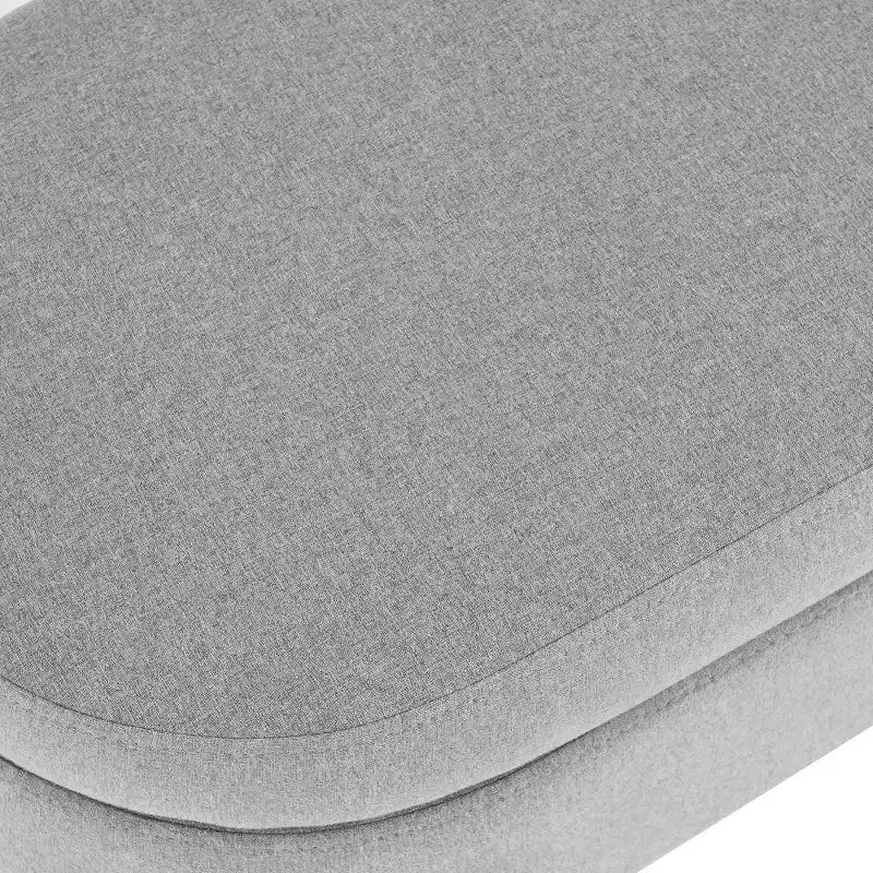 Panca Contenitore Ovale con Gambe in Legno di Hevea, Pouf Moderno Trapuntato - ModernLuxe