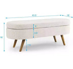 Panca Contenitore Ovale con Gambe in Legno di Hevea, Pouf Moderno Trapuntato - ModernLuxe