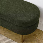 Panca Contenitore Ovale con Gambe in Legno di Hevea, Pouf Moderno Trapuntato - ModernLuxe