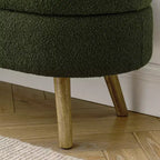 Panca Contenitore Ovale con Gambe in Legno di Hevea, Pouf Moderno Trapuntato - ModernLuxe