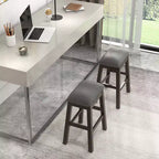 Costway Set di 2 Sgabelli da Bar a Sella Imbottiti, Sedie da Pranzo da 24.5'' con Gambe in Legno Grigio