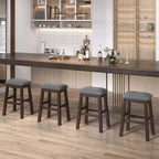 Costway Set di 2 Sgabelli da Bar a Sella Imbottiti, Sedie da Pranzo da 24.5'' con Gambe in Legno Grigio